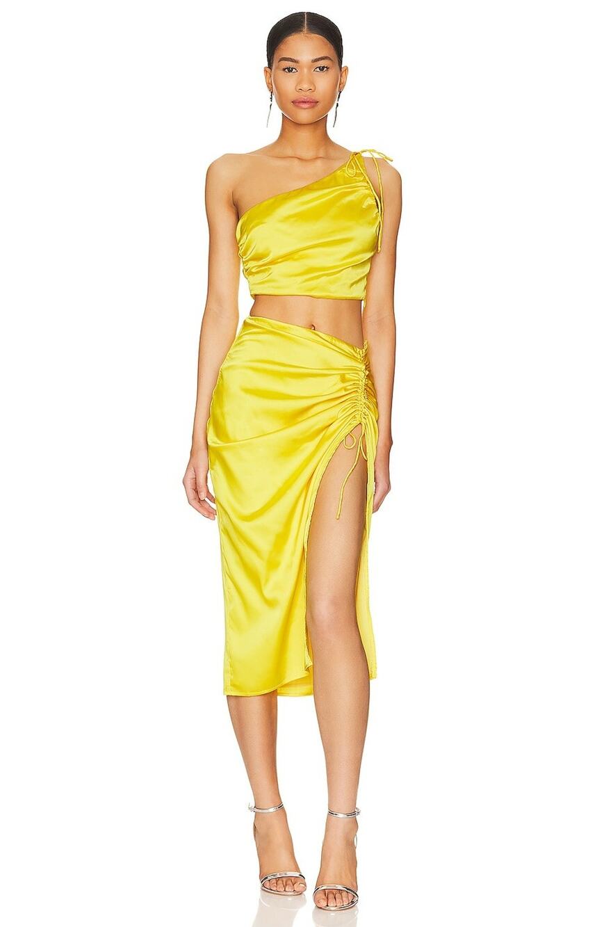 Superdown Kristy Ruched Skirt Set - S Yellow